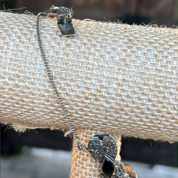 Vintage Sterling silver and marcasite and black onyx bracelet - Picture 6 of 9